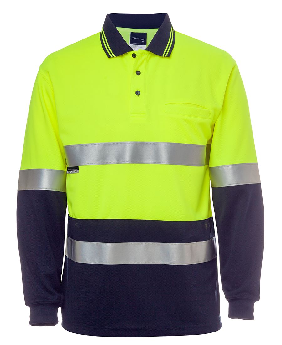 JB's Hi Vis L/S (D+N) Cotton Back Polo 6HMCB
