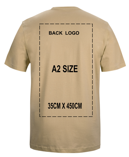 A2 SIZE LOGO 35cmW X 45cmH FRONT OR BACK PRINT