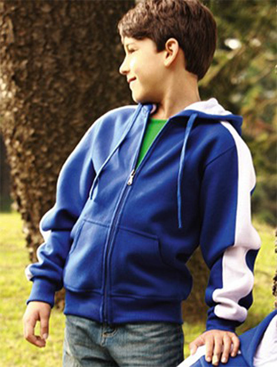 Kids Contrast Fleece Zip Through Hoodie Style ID: CJ1222