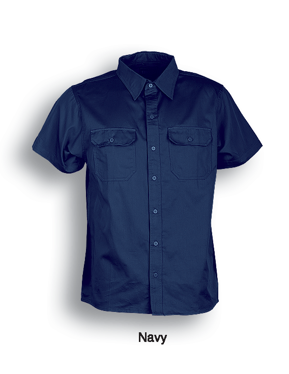 BC Unisex Adults Cotton Drill Work Shirt S/S Style ID: WS0679